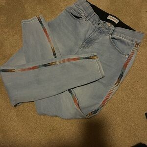 Gently used stretch Light Blue Jeans with Multicolor Stripes size 6